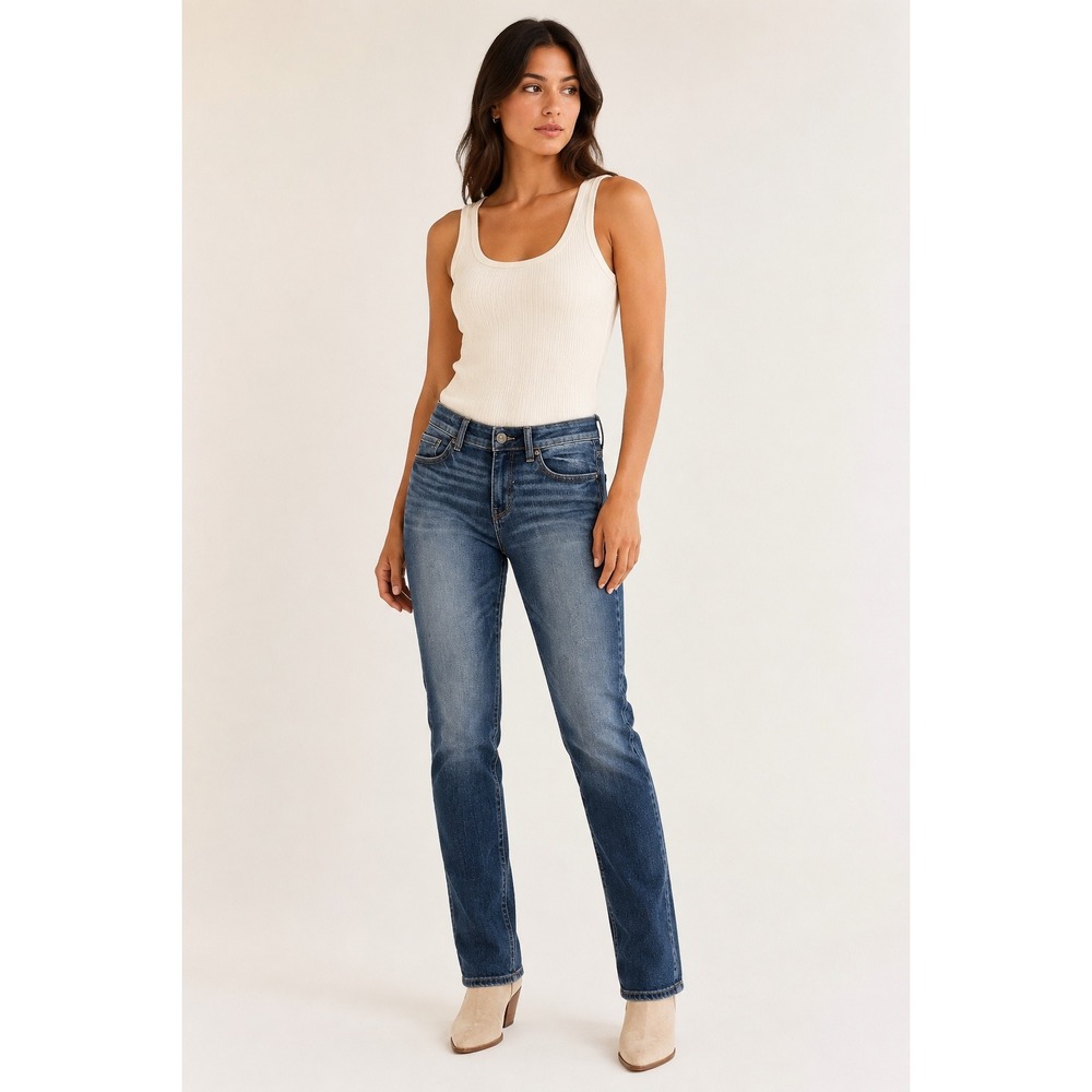 BKE‎ Stella Slim Fit Low Rise Straight Jeans Medium Wash Blue Denim 26X31.5 (28)